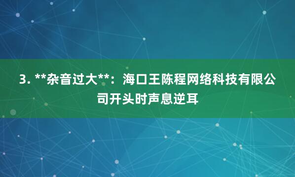 3. **杂音过大**：海口王陈程网络科技有限公司开头时声息逆耳